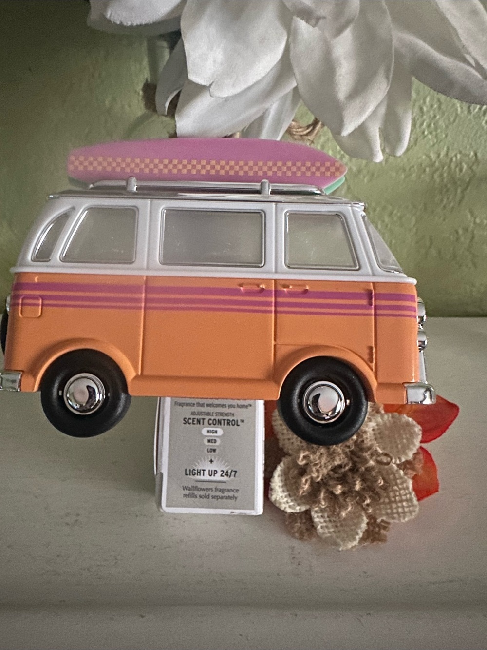 Orange & Pink Retro Camper Decorative Accent Wallflower plug-in